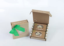 Load image into Gallery viewer, Classic White Pistachio Toffee 8 oz: two 4 oz boxes, green ribbon
