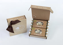 Load image into Gallery viewer, Classic White Pistachio Toffee 8 oz: two 4 oz boxes, brown ribbon
