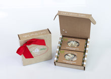 Load image into Gallery viewer, Classic White Pistachio Toffee 8 oz: two 4 oz boxes, red ribbon
