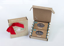 Load image into Gallery viewer, Sea Salt Toffee 8 oz: two 4 oz boxes, red ribbon
