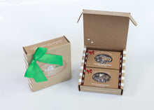 Load image into Gallery viewer, Semi Sweet Toffee 8 oz: two 4 oz boxes, green ribbon
